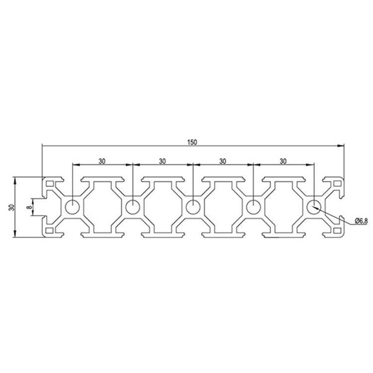 Profil en aluminium expulsé d'anodisation de fente de 30150 T