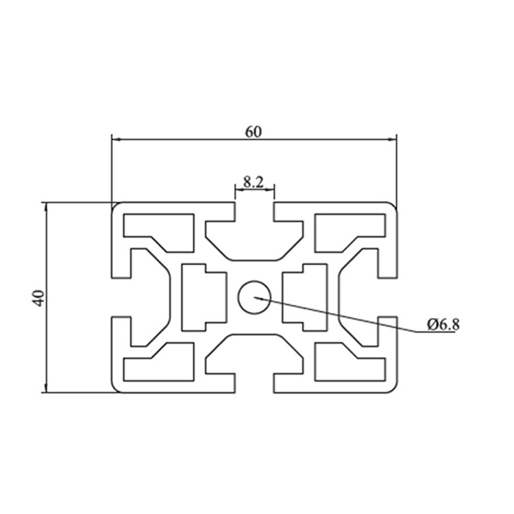 Profil en aluminium extrudé à fente en T anodisé 4060 