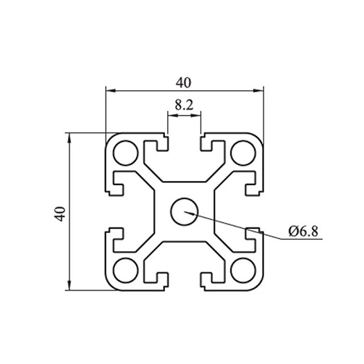 Profilé d'extrusion d'aluminium noir à fente en T 4040D