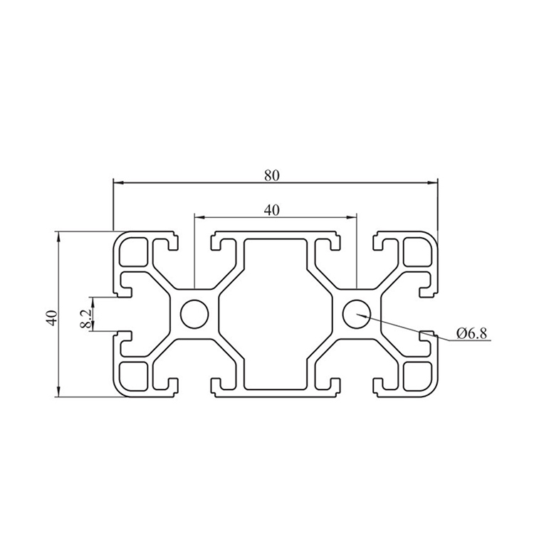 Profil d'extrusion d'aluminium 4080 à fente en T pour cadres 4080