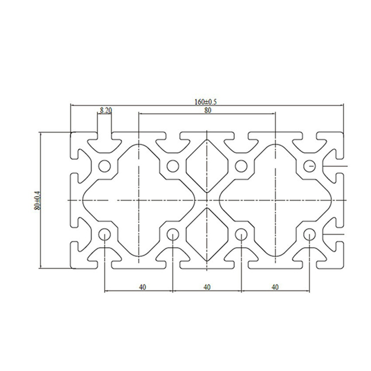 Profil de poutres en aluminium robustes à fente en T 80160