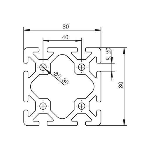 Profilé de poutres en aluminium robustes à fente en T 8080B