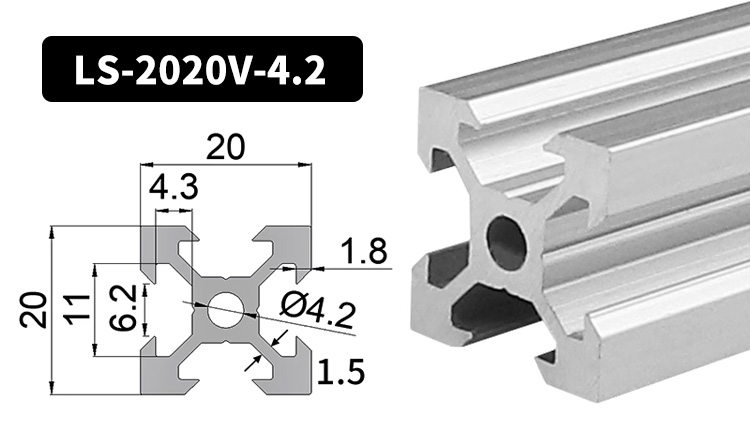 Profil d'extrusion d'aluminium V Slot 2020 