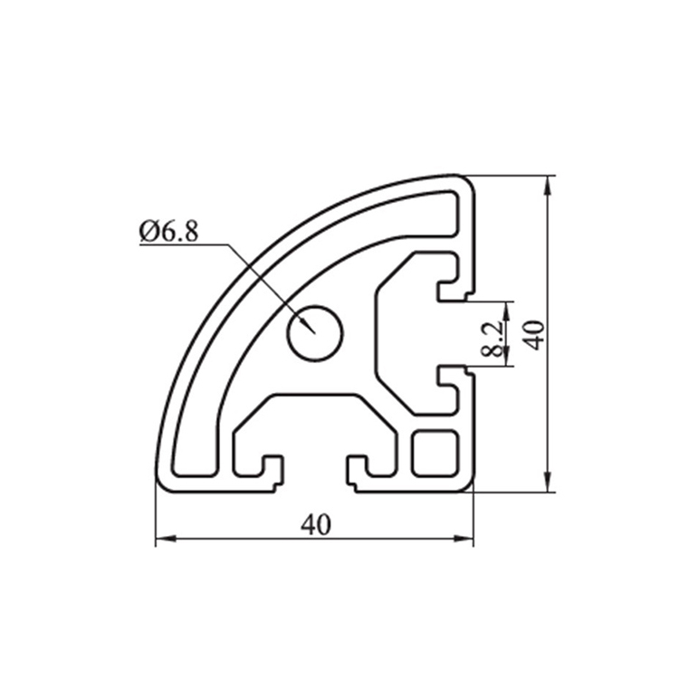 Profilé d'extrusion d'aluminium à arc à fente 4040R T