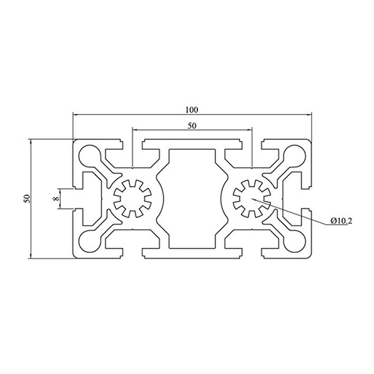 Profilés en aluminium extrudé anodisés à fente en T de 50100 8 mm