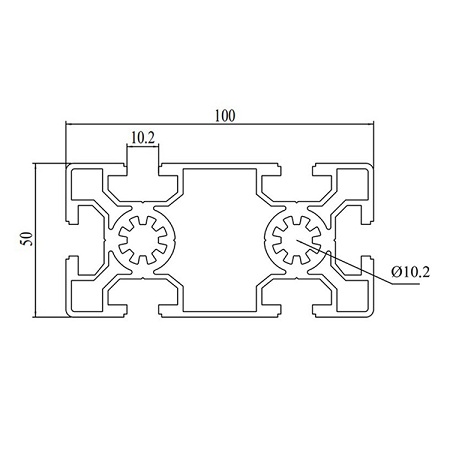 Profilés en aluminium extrudé anodisé à fente en T de 50100 10 mm