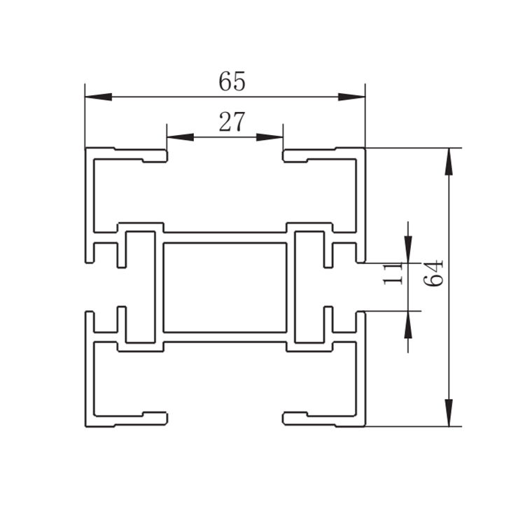 Profil en aluminium de poutre de convoyeur à chaîne flexible de 65 mm