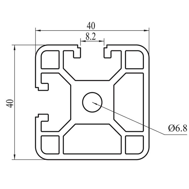 Profilé en aluminium extrudé à fente en T 4040BL 