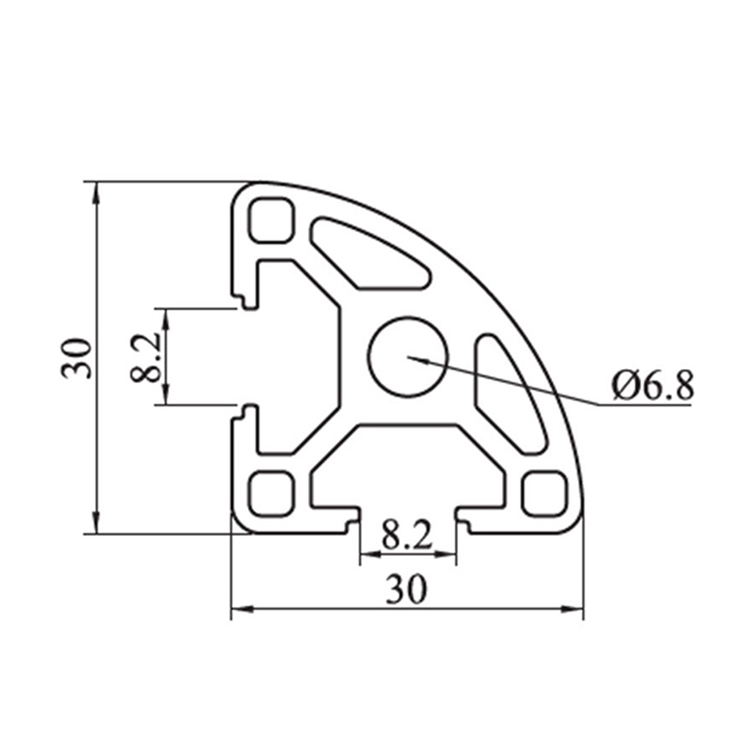 Profil d'extrusion d'aluminium de anodisation d'arc de fente de 3030R T