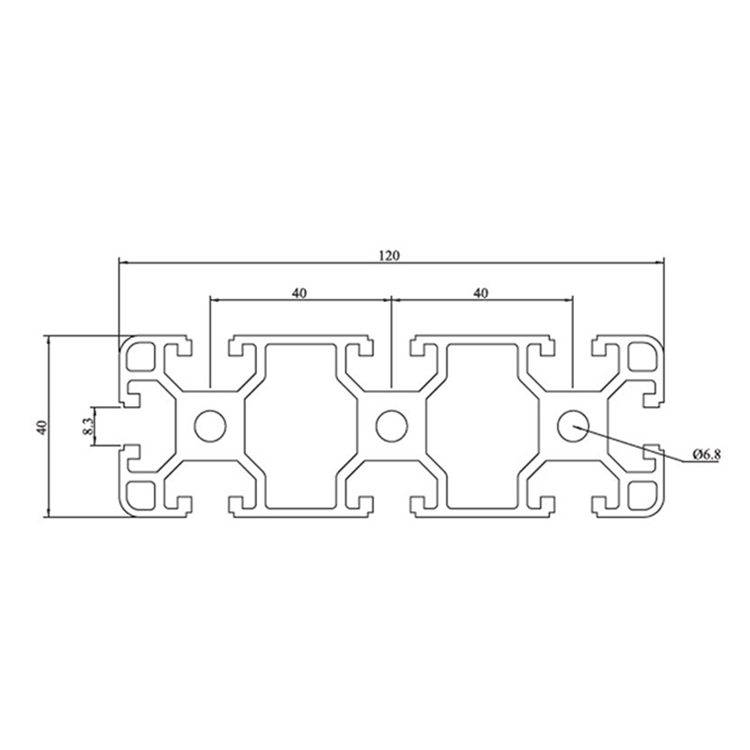 Profil d'extrusion d'aluminium à fente en T d'anodisation 40120