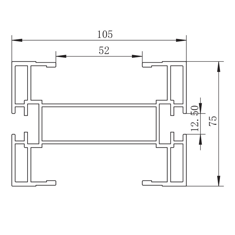 Profil en aluminium de transport incurvé par chaîne flexible de 105 mm