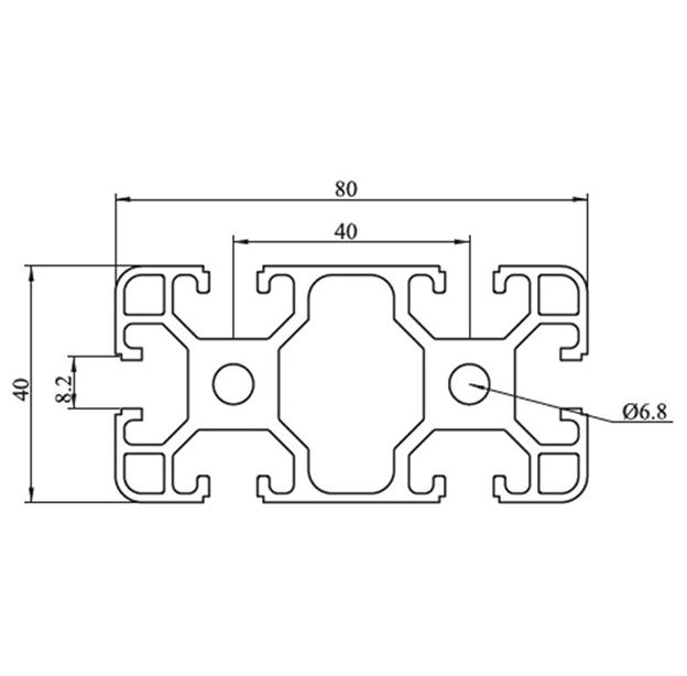 Profil en aluminium extrudé à fente en T de anodisation 4080B